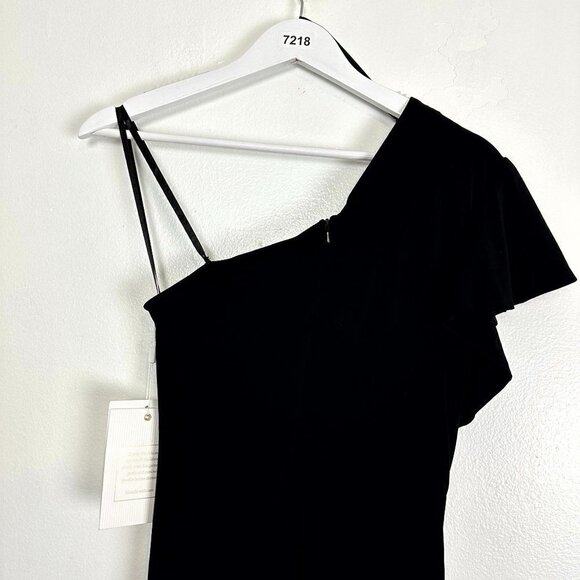 MAC DUGGAL One-Shoulder Jersey Midi Dress in Black Size US 4 NWT - Picture 8 of 10